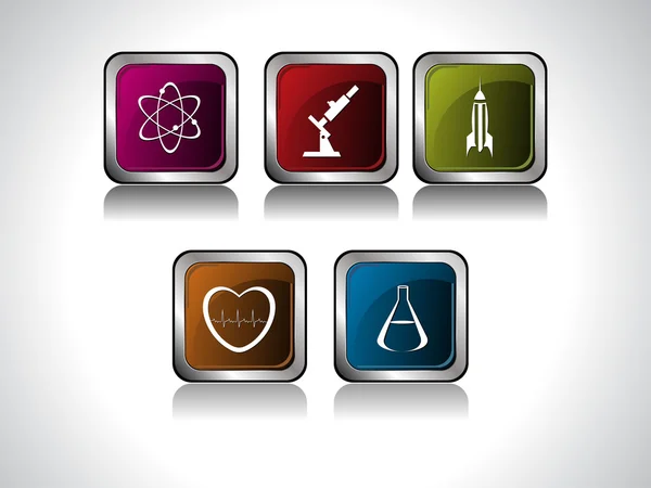 Abstarct Grey Background Set Science Icons — Stock Vector