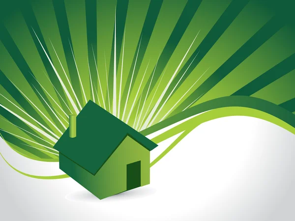 Bakgrund med isolerade gröna huset — Stock vektor