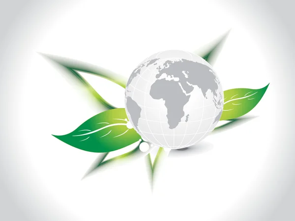 Αφηρημένη Γκρι Φόντο Απομονωμένο Κόσμο Πράσινο Φύλλο — Διανυσματικό Αρχείο
