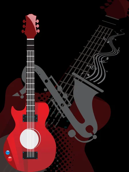 ギター Sexaphone と抽象的な黒の背景 — ストックベクタ