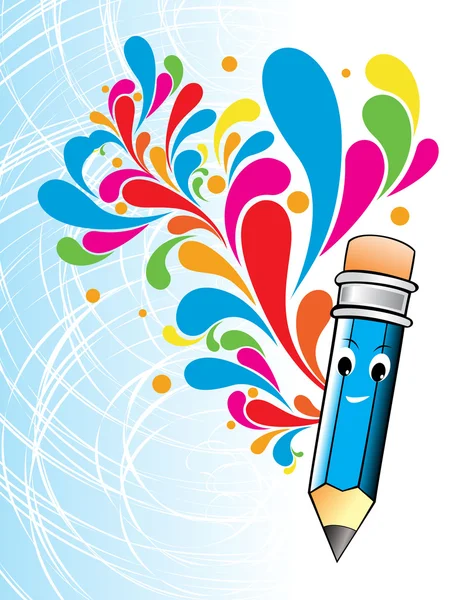 Illustration colorée avec crayon bleu mignon — Image vectorielle