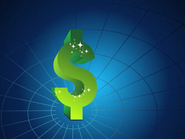 Fond avec symbole de dollar vert — Image vectorielle
