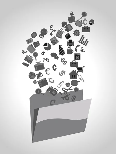 Abstarct 灰色背景与隔离文件夹中的企业图标集合 — 图库矢量图片
