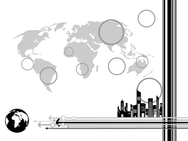 世界地図背景抽象的な矢印 — ストックベクタ
