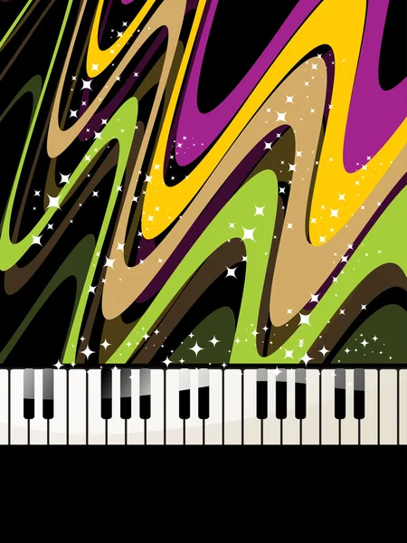 Soyut Renkli Parlak Yıldız Arka Plan Ile Piyano Vektör Çizim — Stok Vektör
