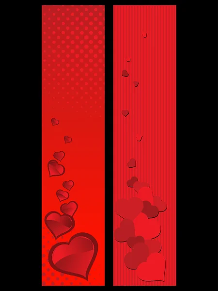 Abstarct 黑色背景设置的两个浪漫的标头 矢量图 — 图库矢量图片