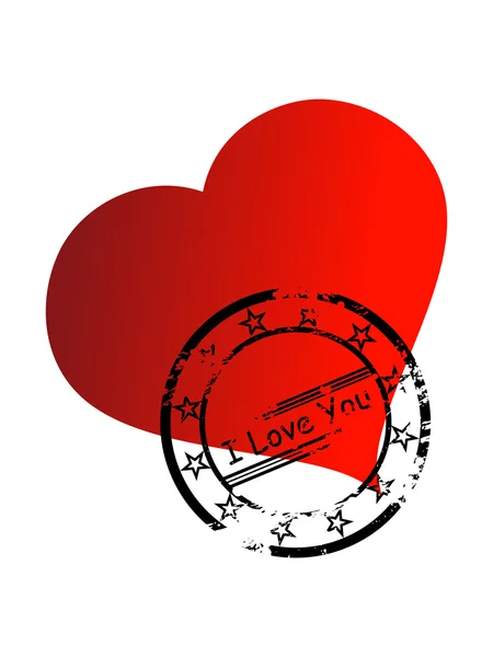 Timbre vectoriel sur coeur romantique — Image vectorielle