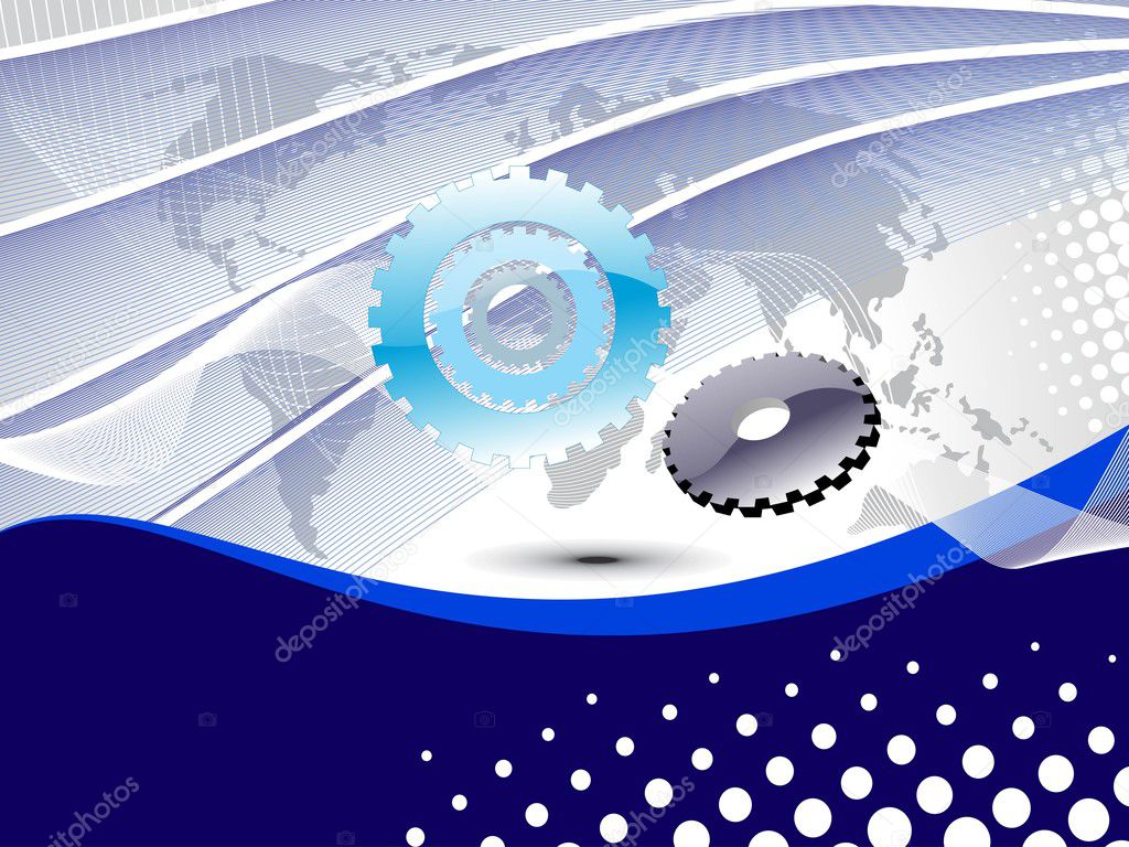 abstract curve wave, map background with mechanical gears