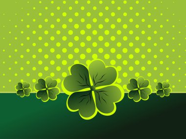 abstract green dotted background with shamrock, vector illustration clipart