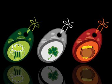 Background with set of three patrick day tags clipart