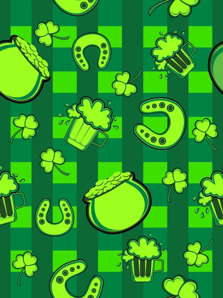 Yeşil Patrick Günü Öğelerinin Arka Plan Vektör Duvar Kağıdı — Stok Vektör