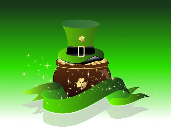 Ευτυχισμένος Αγίου Patricks Ημέρα Φόντο Πήλινα Καλλικάτζαρος Καπέλο Και Κορδέλα — Διανυσματικό Αρχείο