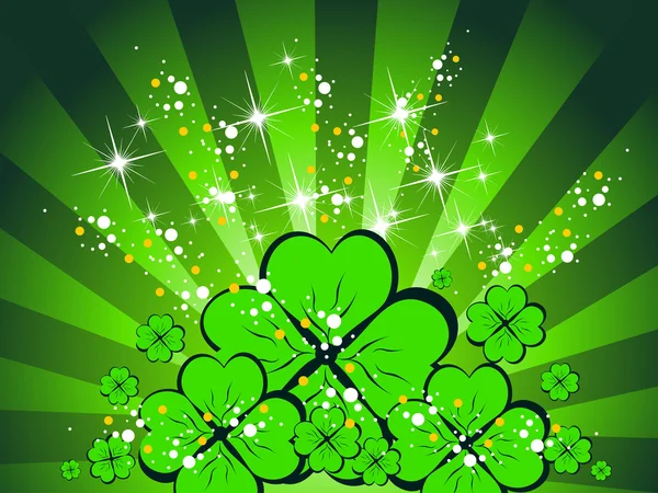 Abstract Green Rays Twinkle Star Background Shamrock — Stock Vector