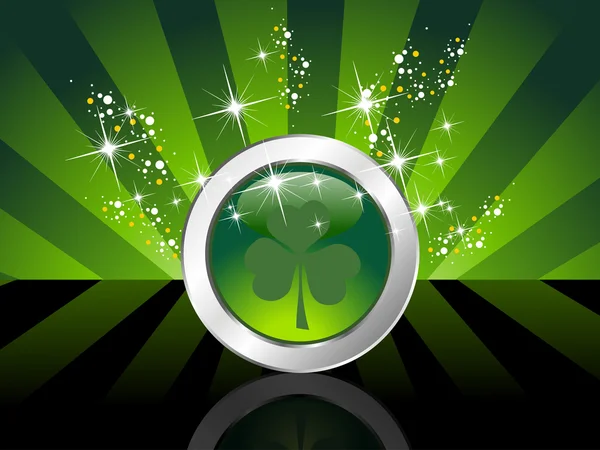 Rayos Verdes Abstractos Brillo Fondo Estrella Con Botón Aislado — Vector de stock