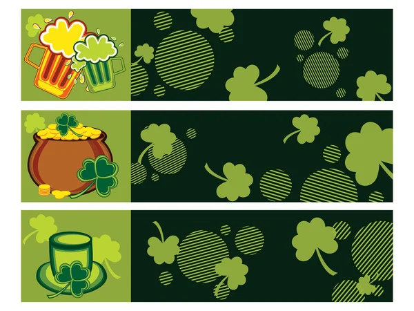 Background Set Three Happy Patrick Day Banner — Stock Vector