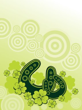 abstarct background with shamrock, horseshoe, vector illustration clipart