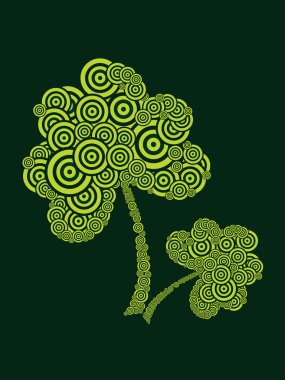 background with set of spiral pattern shamrock clipart