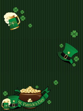 Vector celebration background with patrick day elements and ribbon clipart