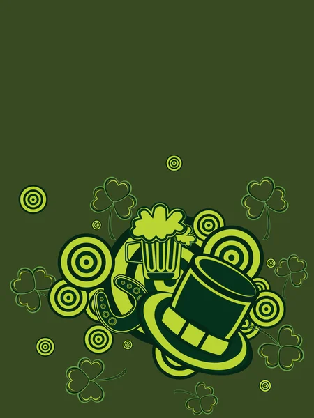 Fond Vert Abstrait Avec Les Éléments Jour Saint Patrick — Image vectorielle