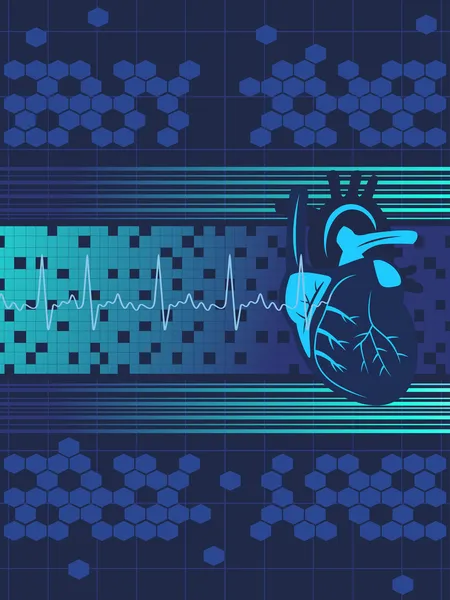 Honeycomb, heartbeat bakgrund med mänskliga hjärtat — Stock vektor