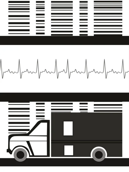 Antecedentes médicos con ambulancia — Archivo Imágenes Vectoriales