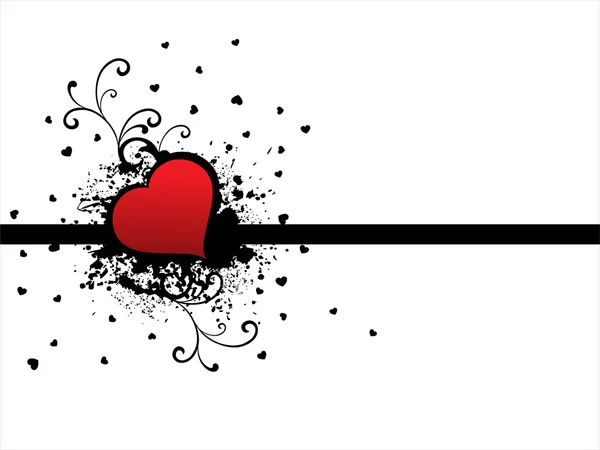 Coeur décoré grungy avec fond — Image vectorielle