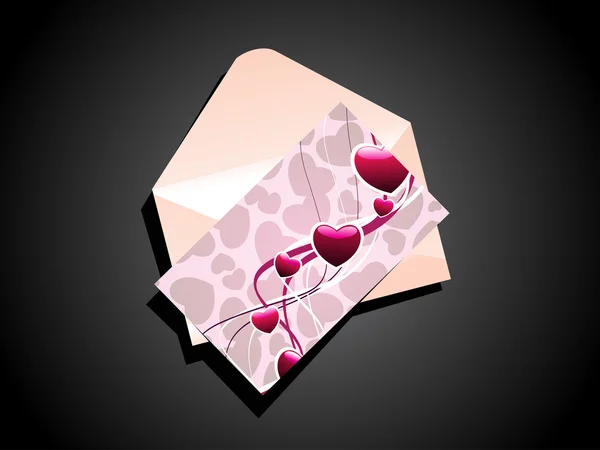 Sevgililer günü tebrik kartı vektör, zarf — Stok Vektör