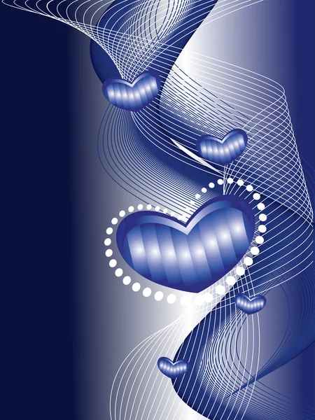 Хвилястий фон з романтичним блакитним серцем — стоковий вектор