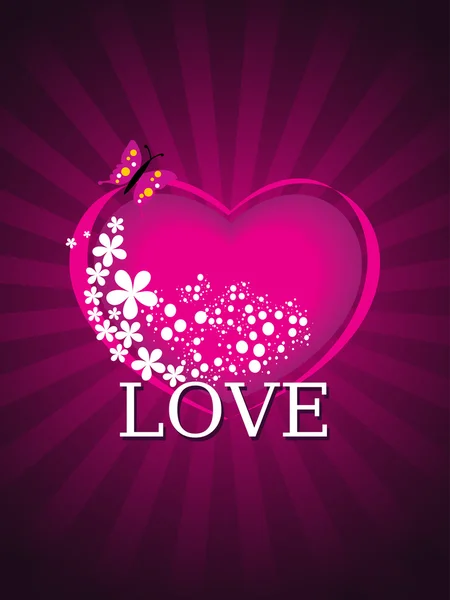 Hintergrund mit isolierten romantischen rosa Herz — Stockvektor