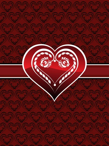 Kalp desen arka plan ile dekore edilmiş kalp — Stok Vektör