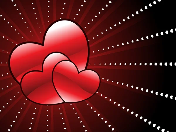 Bakgrund med romantiska röda hjärtan — Stock vektor