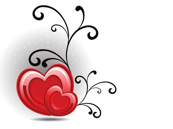 Vetor floral decorado coração romântico — Vetor de Stock
