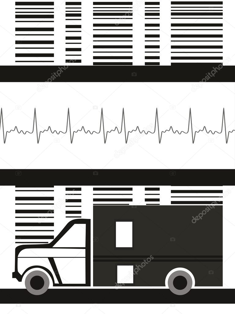 medical background with ambulance