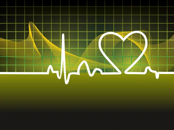 Vågig bakgrund med heartbeat — Stock vektor