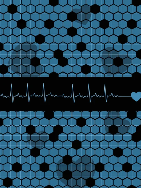 Abstrakt honeycomb, heartbeat bakgrund — Stock vektor