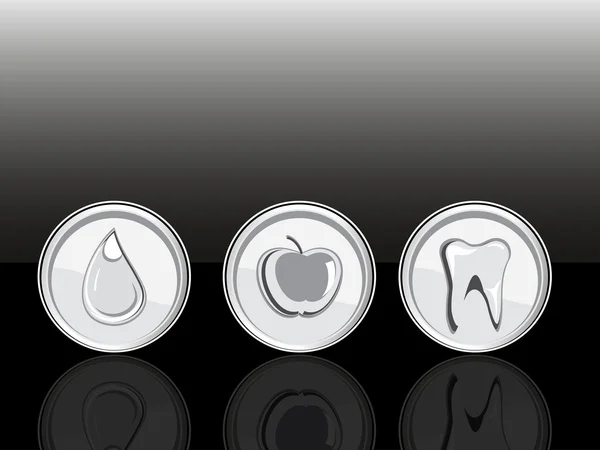 Fond avec ensemble de trois icônes médicales — Image vectorielle