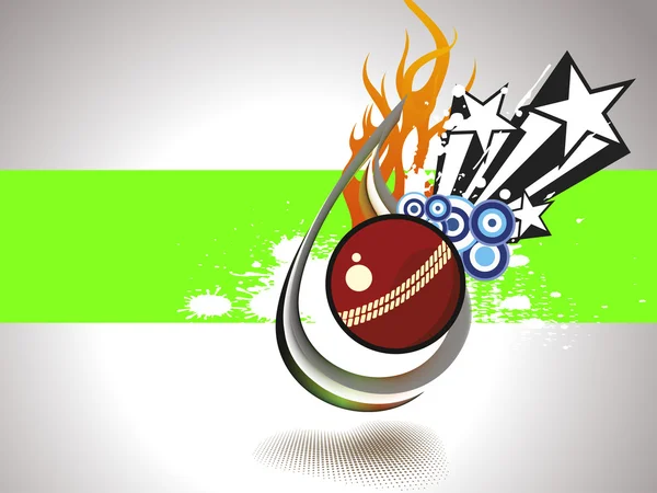 Fond grunge avec boule de cricket brûlante isolée — Image vectorielle