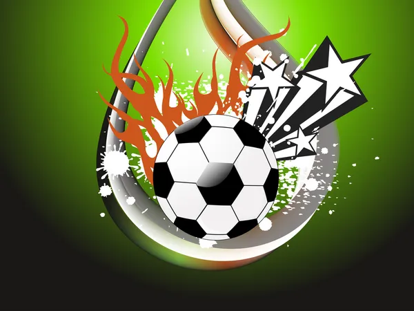 Grungy fondo con fútbol ardiente — Vector de stock