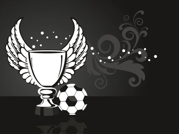 Fundo com troféu ornamentado, futebol — Vetor de Stock