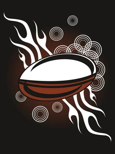 Огненный фон с мячом для регби — стоковый вектор