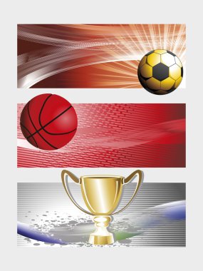 background with set of three sports banner clipart