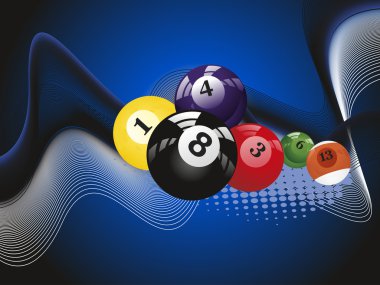 wave background with colorful billiard balls clipart