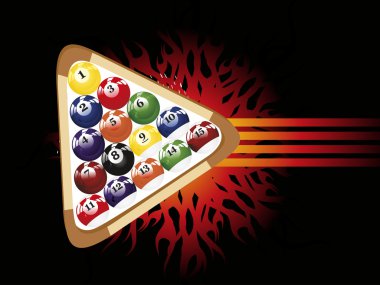 fiery background with colorful billiard balls clipart