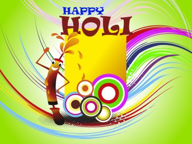 colorful happy holi background with comic water gun clipart