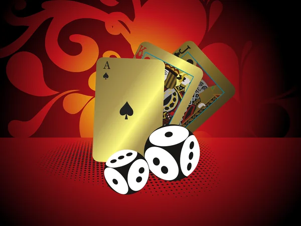 Hintergrund mit Würfeln, Spielkarten — Stockvektor
