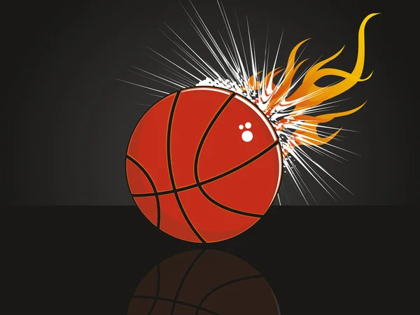 Ohnivé pozadí s izolovanou červené basketbal — Stockový vektor