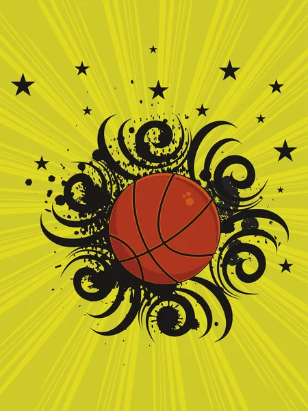 Grungy background with isolated basketball — Stock Vector