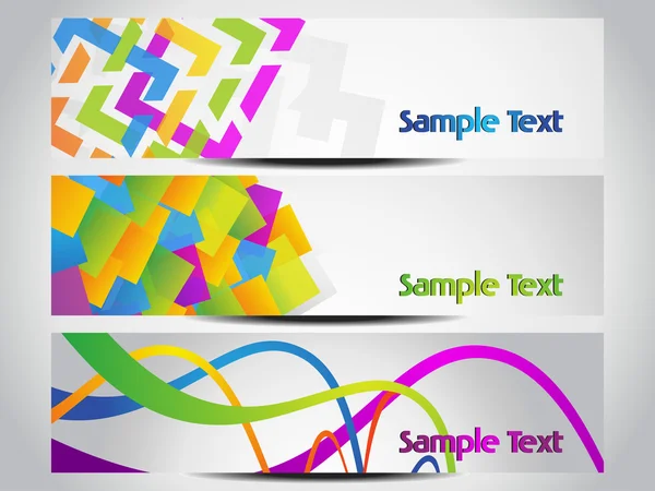 Vector conjunto de tres banner abstracto colorido — Vector de stock