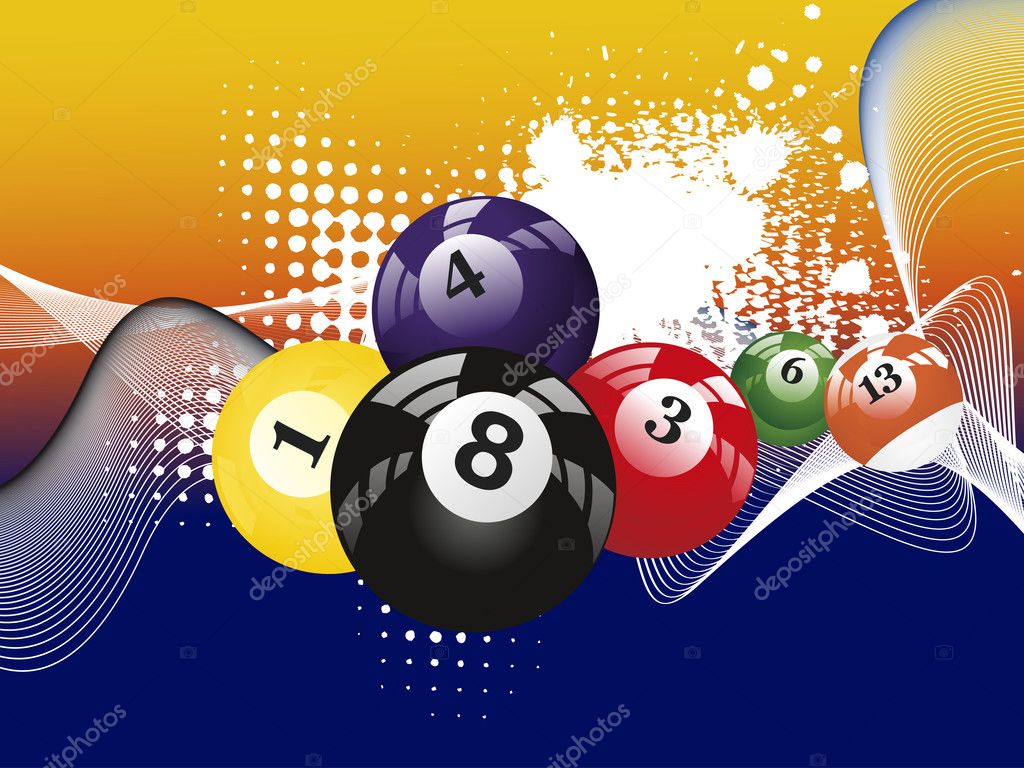 Grungy Background With Colorful Billiard Balls Stock Vector