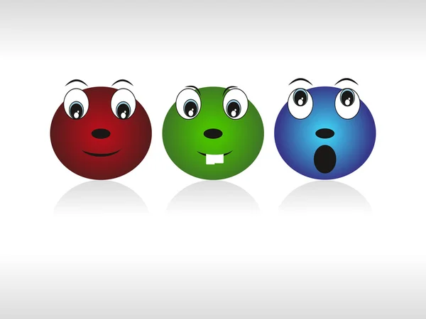 Vektor set av tre emoticon ansikte — Stock vektor
